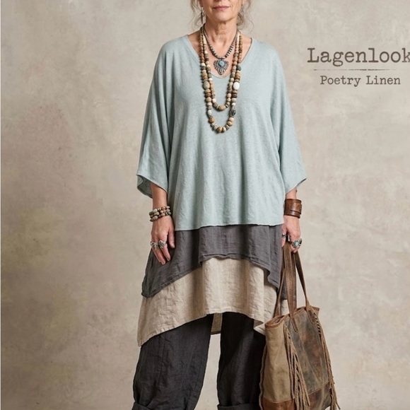 Poetry Tops - Poetry Lagenlook Linen Lightweight Top Size 18